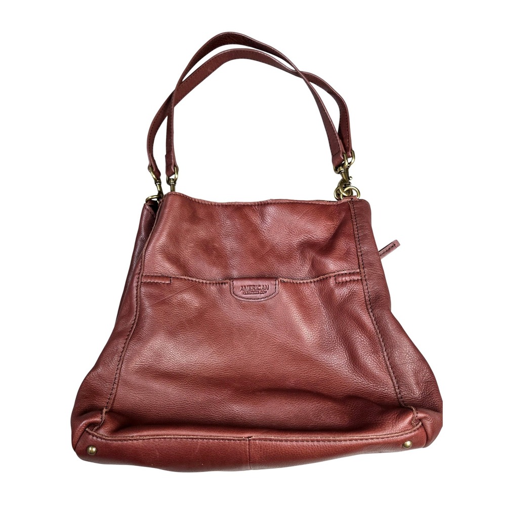Women's American Leather Co Large Cognac Leather Triple Entry Hobo Shoulder Bag
